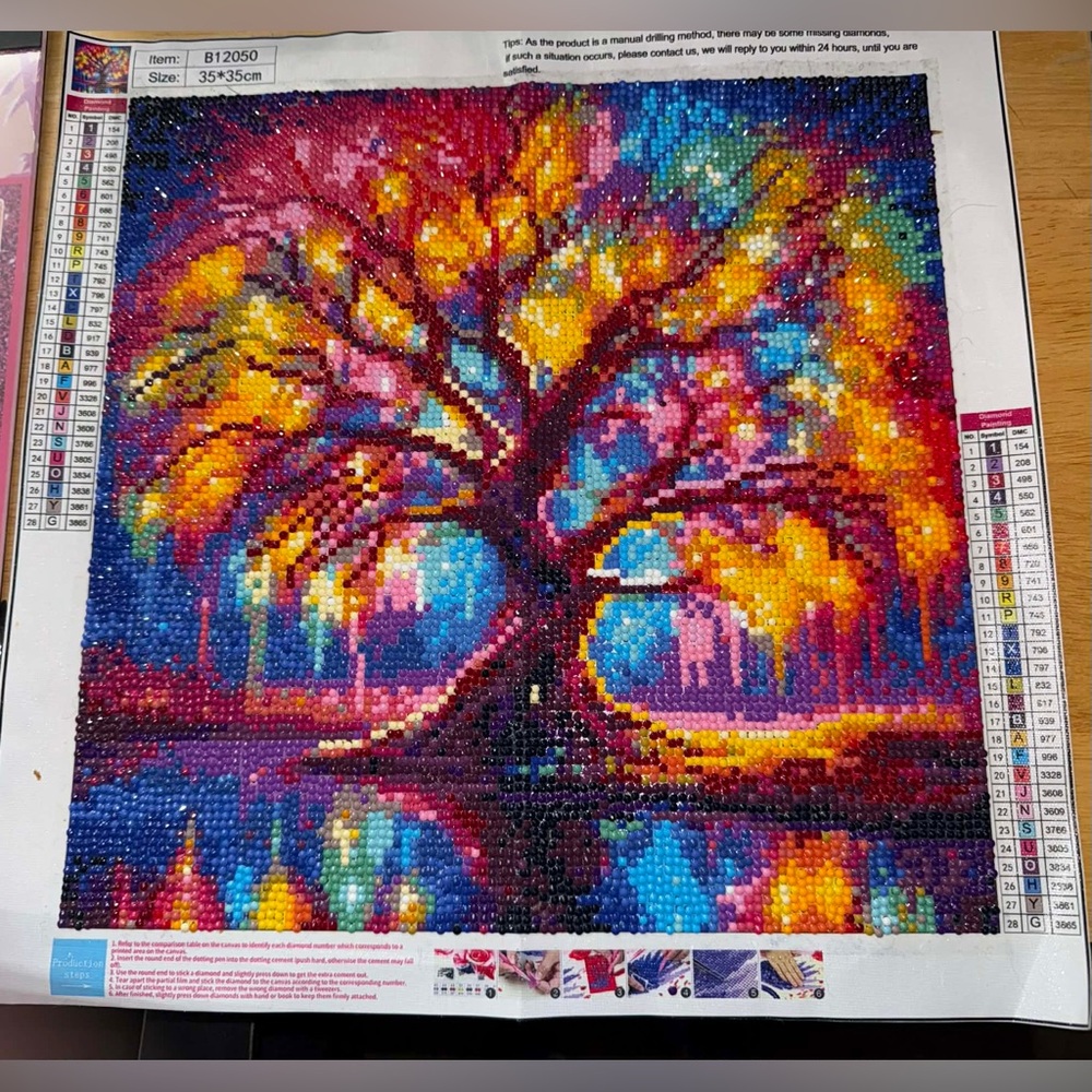 Vibrant Tree Diamond Painting poster 35 x 35.  New to inventory.  Homemade